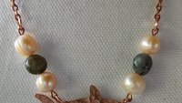 Hammered Shark Necklace with Labradorite and Freshwater Pearls