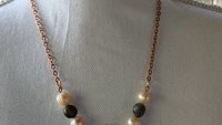 Hammered Shark Necklace with Labradorite and Freshwater Pearls