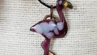 Handmade Flamingo Cloisonne Enameled Pendant - "Ruffled"