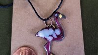 Handmade Flamingo Cloisonne Enameled Pendant - "Ruffled"