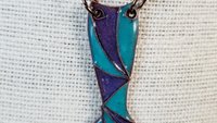 Handmade Mermaid Tail Cloisonne Enameled Pendant - "Baltic"
