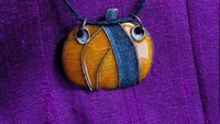 Handmade Pumpkin Cloisonne Enameled Copper Pendant, Halloween, Autumn - "Decay"