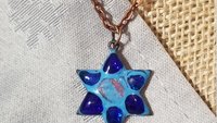 Handmade Star of David Copper Enameled Disk Pendant, Holiday Jewelry, Judaica, Hanukkah