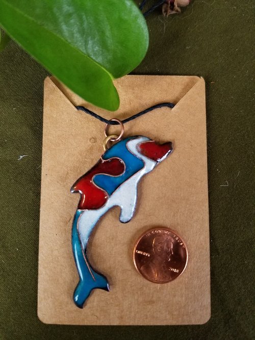 Handmade Dolphin Cloisonne Enameled Pendant - "Libertas"