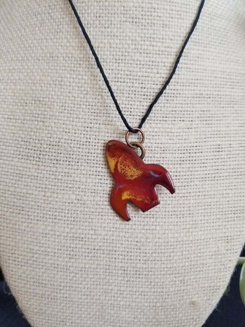 Handmade Rocket Ship Enameled Pendant - "Get your A** to Mars"