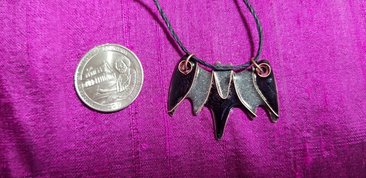 Handmade Bat Cloisonne Enameled Copper Pendant, Halloween, Day of the Dead- "I am Darkness"
